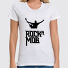 Заказать женскую футболку в Москве. Футболка классическая Rocknmob - видеооператор (черные принты) от accs@rocknmob.com - готовые дизайны и нанесение принтов.