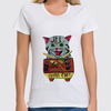 Заказать женскую футболку в Москве. Футболка классическая кот суши от cherdantcev - готовые дизайны и нанесение принтов.