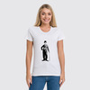 Заказать женскую футболку в Москве. Футболка классическая Чарли Чаплин от yurick555 - готовые дизайны и нанесение принтов.