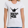 Заказать женскую футболку в Москве. Футболка классическая Rocknmob - гитарист (черные принты) от accs@rocknmob.com - готовые дизайны и нанесение принтов.