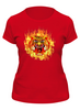 Заказать женскую футболку в Москве. Футболка классическая Тигр в огне от Print design  - готовые дизайны и нанесение принтов.