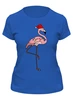 Заказать женскую футболку в Москве. Футболка классическая Новогодний фламинго от skynatural - готовые дизайны и нанесение принтов.