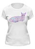 Заказать женскую футболку в Москве. Футболка классическая Космическая кошка от to4a - готовые дизайны и нанесение принтов.