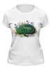 Заказать женскую футболку в Москве. Футболка классическая Зеленый дракон в листьях от tigerda  - готовые дизайны и нанесение принтов.