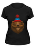 Заказать женскую футболку в Москве. Футболка классическая Медведь с усами от printik - готовые дизайны и нанесение принтов.