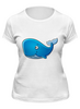 Заказать женскую футболку в Москве. Футболка классическая Голубой морской кит-кашалот от Денис - готовые дизайны и нанесение принтов.