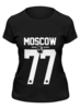 Заказать женскую футболку в Москве. Футболка классическая MOSCOW 77 от Design Ministry - готовые дизайны и нанесение принтов.