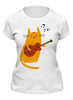 Заказать женскую футболку в Москве. Футболка классическая Кот с гитарой от Amerikanka - готовые дизайны и нанесение принтов.