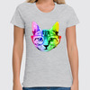 Заказать женскую футболку в Москве. Футболка классическая Радужный кот от printik - готовые дизайны и нанесение принтов.