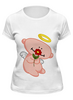 Заказать женскую футболку в Москве. Футболка классическая Ангел с цветком от Ordwen - готовые дизайны и нанесение принтов.