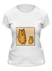 Заказать женскую футболку в Москве. Футболка классическая Два котика, смотрящие друг на друга от asnia@ya.ru - готовые дизайны и нанесение принтов.