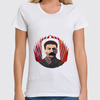 Заказать женскую футболку в Москве. Футболка классическая Сталин  от Картинки на грудь - готовые дизайны и нанесение принтов.