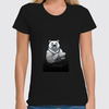 Заказать женскую футболку в Москве. Футболка классическая wise bear от stepan gilev - готовые дизайны и нанесение принтов.