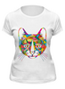 Заказать женскую футболку в Москве. Футболка классическая Кот (Cat) от fanart - готовые дизайны и нанесение принтов.