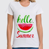 Заказать женскую футболку в Москве. Футболка классическая Hello summer от Liby - готовые дизайны и нанесение принтов.