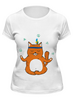 Заказать женскую футболку в Москве. Футболка классическая Рыжий котик Don't panic be cool - it's idea shop от volzara - готовые дизайны и нанесение принтов.