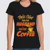 Заказать женскую футболку в Москве. Футболка классическая эта девушка любит своего мужа и кофе от Yaroslava - готовые дизайны и нанесение принтов.