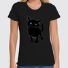 Заказать женскую футболку в Москве. Футболка классическая Чёрный котёнок. от lissaart@yandex.ru - готовые дизайны и нанесение принтов.