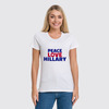 Заказать женскую футболку в Москве. Футболка классическая Peace Love Hillary от skynatural - готовые дизайны и нанесение принтов.