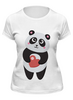 Заказать женскую футболку в Москве. Футболка классическая Панда с сердечком от Ordwen - готовые дизайны и нанесение принтов.
