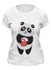 Заказать женскую футболку в Москве. Футболка классическая Панда с сердечком от Ordwen - готовые дизайны и нанесение принтов.
