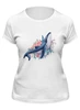 Заказать женскую футболку в Москве. Футболка классическая Синий кит с цветами от tigerda  - готовые дизайны и нанесение принтов.