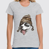 Заказать женскую футболку в Москве. Футболка классическая Собака в шапке от printik - готовые дизайны и нанесение принтов.