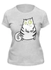 Заказать женскую футболку в Москве. Футболка классическая Funny Cat от skynatural - готовые дизайны и нанесение принтов.