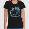 Заказать женскую футболку в Москве. Футболка классическая Черный кот от Ksusha.tish  - готовые дизайны и нанесение принтов.