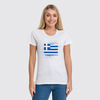 Заказать женскую футболку в Москве. Футболка классическая Греческий флаг от GRstyle  - готовые дизайны и нанесение принтов.
