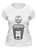 Заказать женскую футболку в Москве. Футболка классическая Кофе и котик от fanart - готовые дизайны и нанесение принтов.