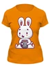 Заказать женскую футболку в Москве. Футболка классическая Кролик и кофе от skynatural - готовые дизайны и нанесение принтов.