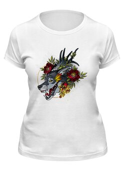 Заказать женскую футболку в Москве. Футболка классическая Smiling Wolf от Анастасия Авина - готовые дизайны и нанесение принтов.