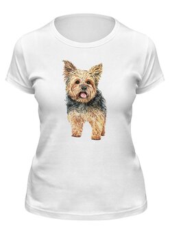 Заказать женскую футболку в Москве. Футболка классическая Dog Yorkshire Terrier от T-shirt print  - готовые дизайны и нанесение принтов.
