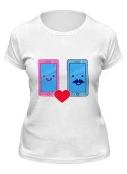 Заказать женскую футболку в Москве. Футболка классическая телефоны влюблены от Марина Кольцова - готовые дизайны и нанесение принтов.