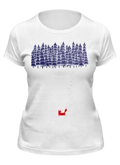 Заказать женскую футболку в Москве. Футболка классическая Лиса в лесу от printik - готовые дизайны и нанесение принтов.