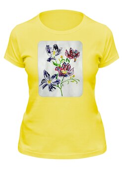 Заказать женскую футболку в Москве. Футболка классическая Лиловые цветы от mrs-snit@yandex.ru - готовые дизайны и нанесение принтов.