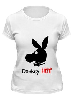 Заказать женскую футболку в Москве. Футболка классическая DonkeyHot от duderoid - готовые дизайны и нанесение принтов.
