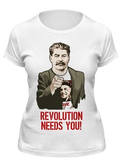 Заказать женскую футболку в Москве. Футболка классическая Сталин от Рустам Юсупов - готовые дизайны и нанесение принтов.