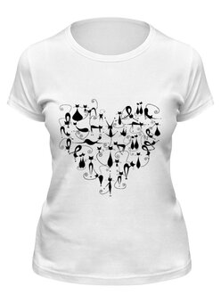 Заказать женскую футболку в Москве. Футболка классическая Я люблю кошек. от Виктор Гришин - готовые дизайны и нанесение принтов.