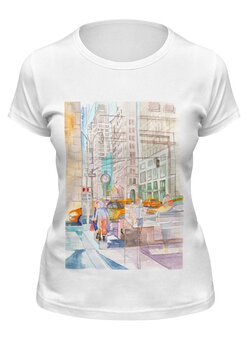 Заказать женскую футболку в Москве. Футболка классическая Отражение в стеклах Нью Йорка II от artoutloop - готовые дизайны и нанесение принтов.