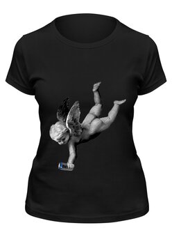 Заказать женскую футболку в Москве. Футболка классическая Ангел Хранитель от pangeaaffair - готовые дизайны и нанесение принтов.