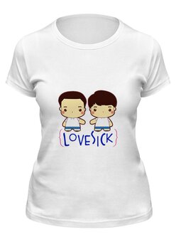 Заказать женскую футболку в Москве. Футболка классическая Love Sick от dex-ter-83@yandex.ru - готовые дизайны и нанесение принтов.