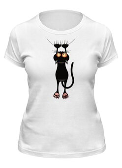 Заказать женскую футболку в Москве. Футболка классическая кошка от queen  - готовые дизайны и нанесение принтов.
