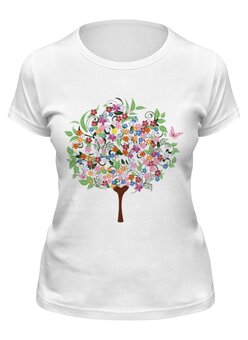 Заказать женскую футболку в Москве. Футболка классическая Дерево любви от solntse - готовые дизайны и нанесение принтов.