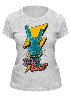 Заказать женскую футболку в Москве. Футболка классическая Рок Кролик от acidhouses - готовые дизайны и нанесение принтов.