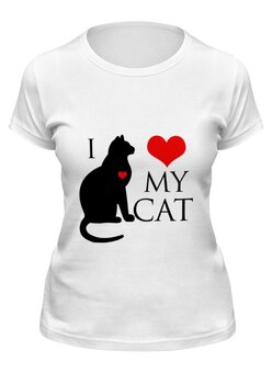 Заказать женскую футболку в Москве. Футболка классическая Я люблю своего кота от Sheriff - готовые дизайны и нанесение принтов.
