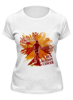 Заказать женскую футболку в Москве. Футболка классическая Run against cancer от mspnru - готовые дизайны и нанесение принтов.