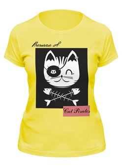 Заказать женскую футболку в Москве. Футболка классическая Cat Pirates от Никита Коледенков - готовые дизайны и нанесение принтов.