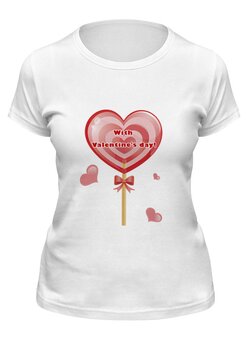 Заказать женскую футболку в Москве. Футболка классическая "Happy Valentine's Day!" от Abstractiya - готовые дизайны и нанесение принтов.